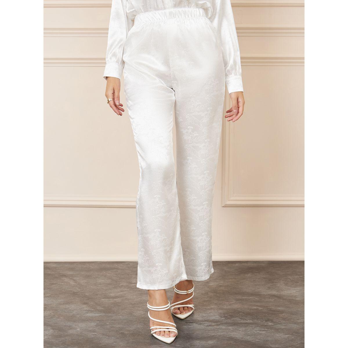 Styli Satin Jacquard Print Tassel Hem Shirt and Straight Leg Pant Set-women-clothing-coordsets-image-6