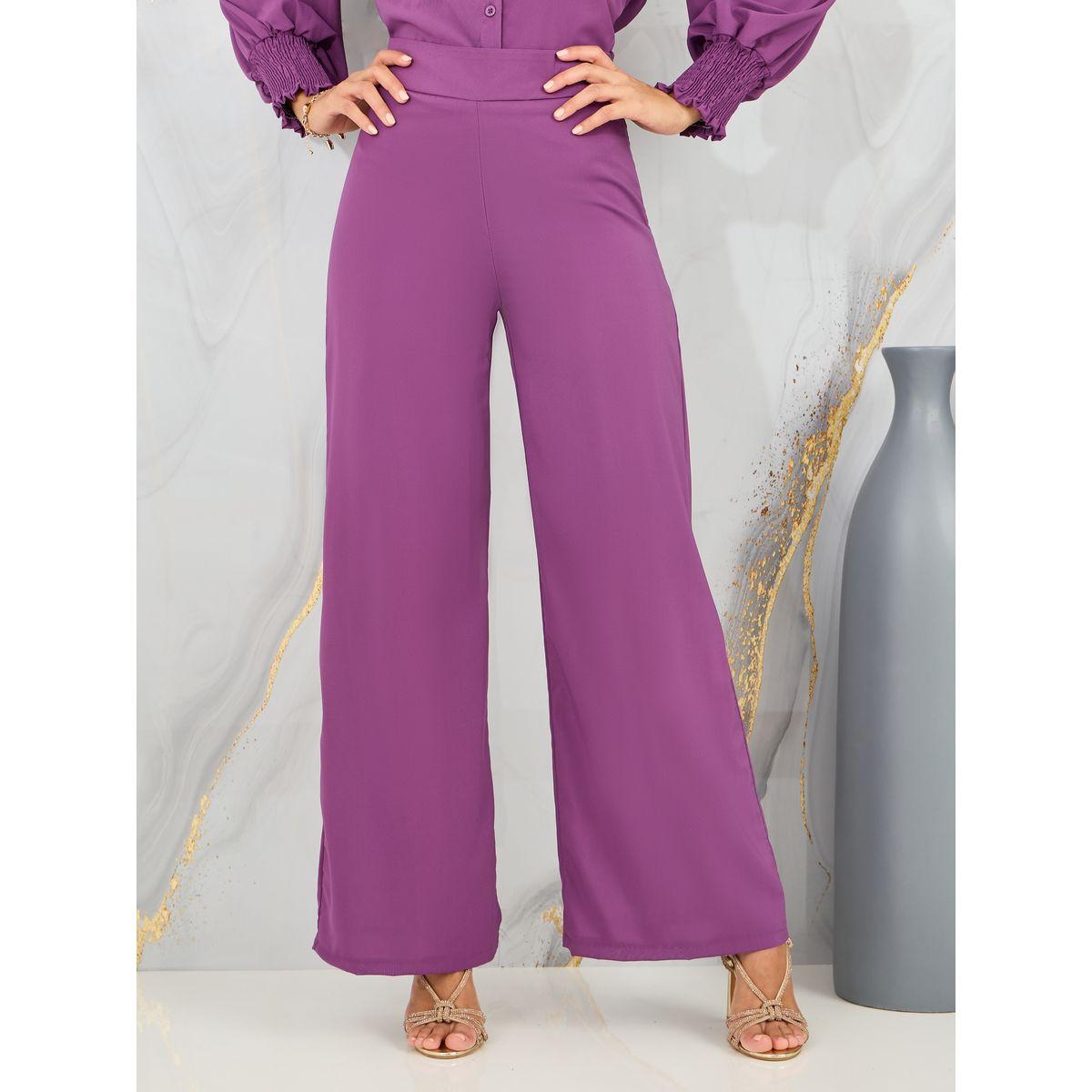 مجموعة من بنطال بارجل واسعة وبلوزة واكمام مكبلة-women-clothing-coordsets-image-6