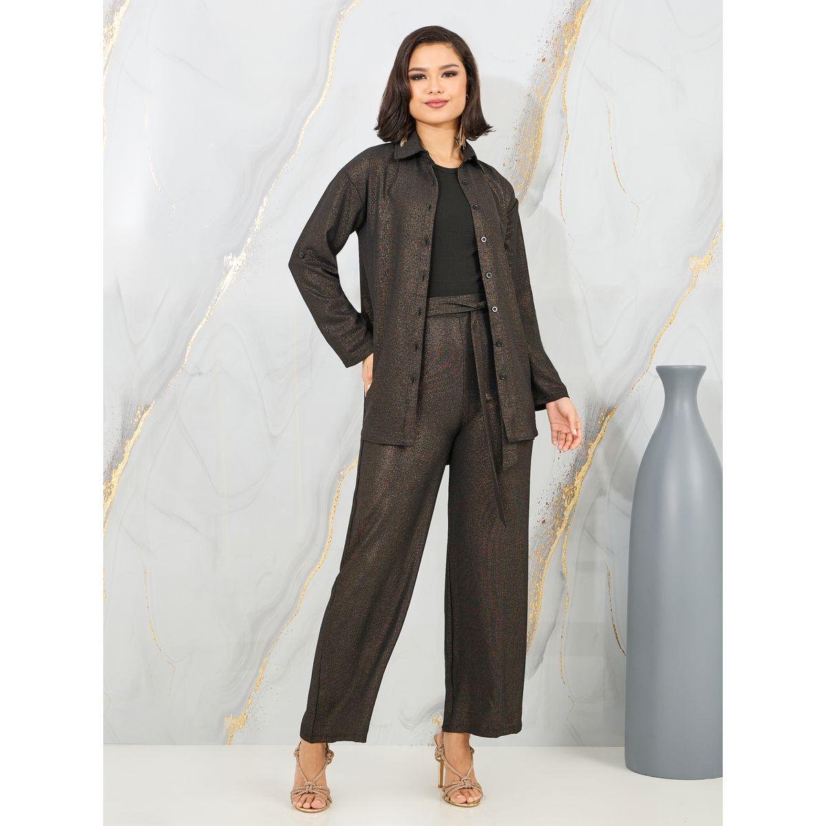 مجموعة من بنطال بارجل واسعة وبلوزة براقة-women-clothing-coordsets-image-3