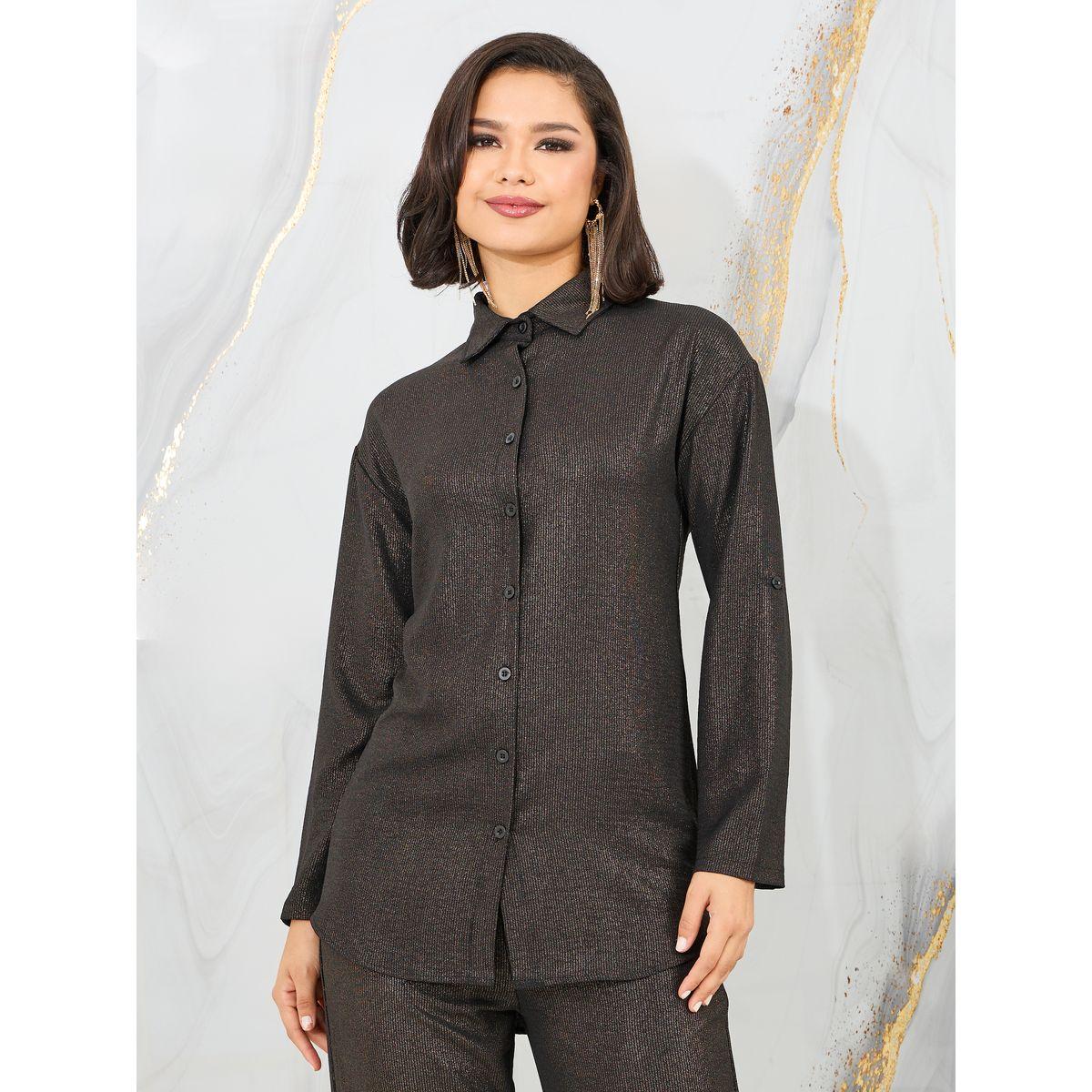 مجموعة من بنطال بارجل واسعة وبلوزة براقة-women-clothing-coordsets-image-4
