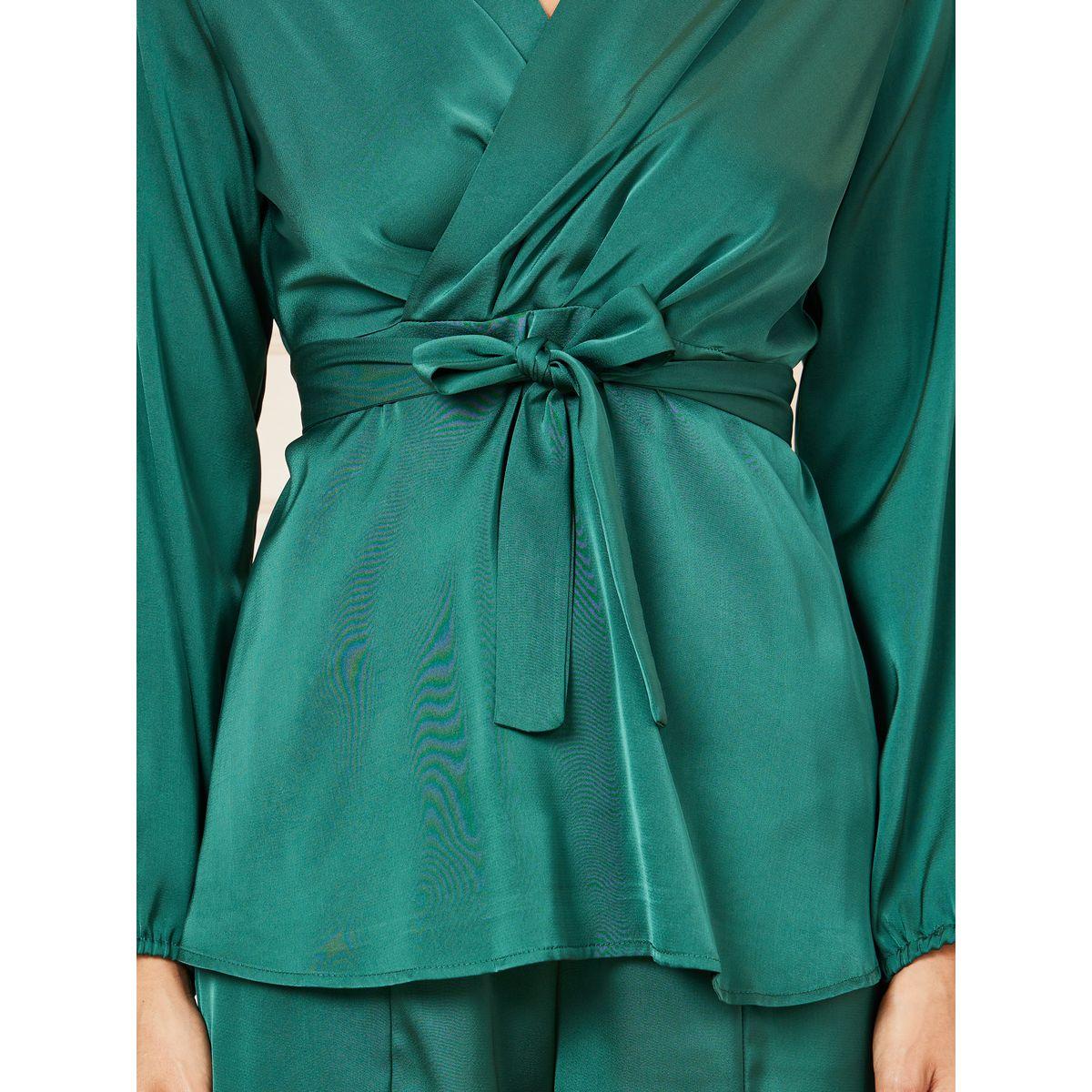 Styli Solid Wrap Top & Slit Detail Pants Co-Ord-women-clothing-coordsets-image-3