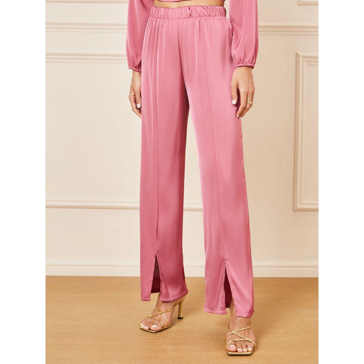 Styli Solid Wrap Top & Slit Detail Pants Co-Ord-women-clothing-coordsets-image-5