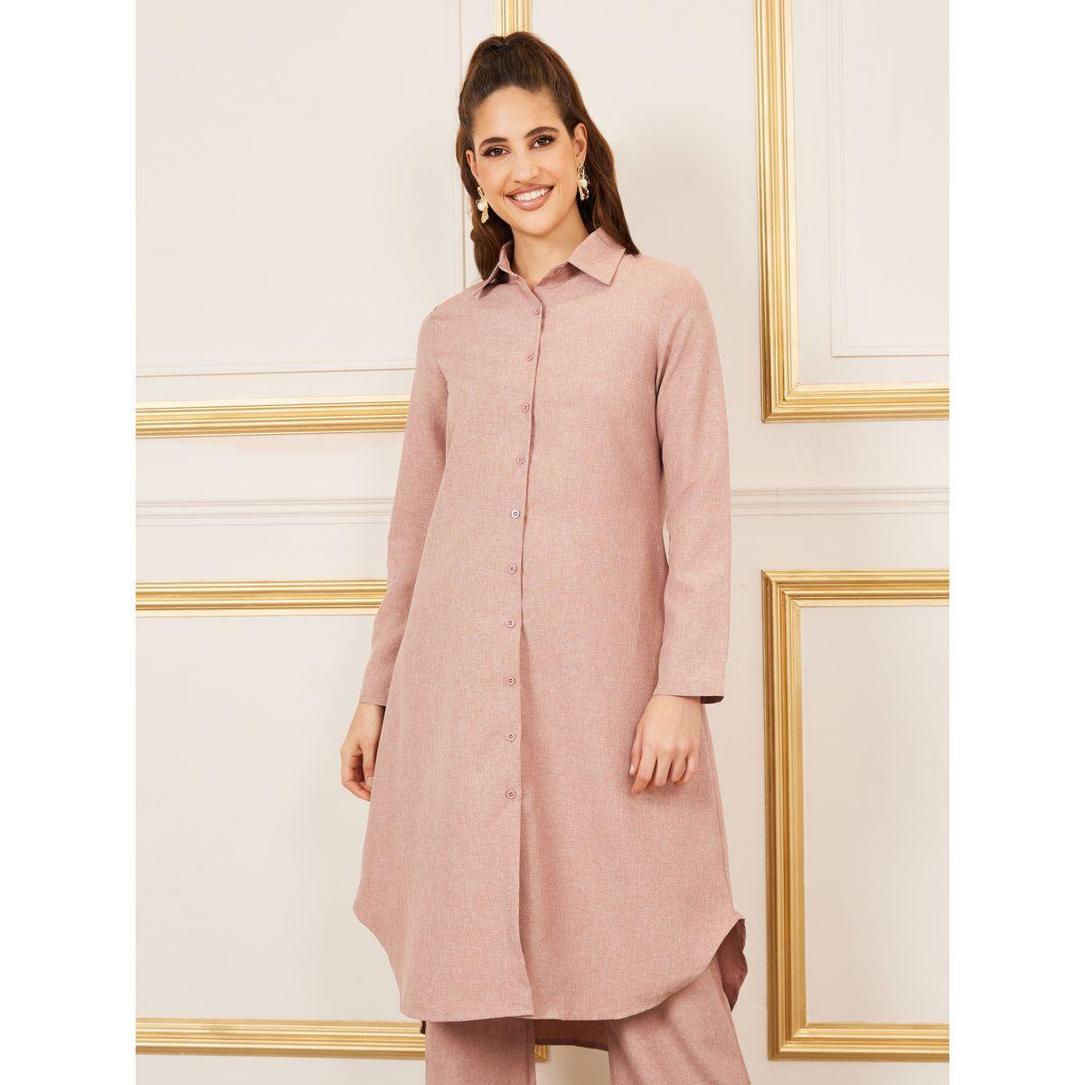 Styli Curved Hem Longline Shirt and Wide Leg Pant Set-women-arabicclothing-abayas-image-2