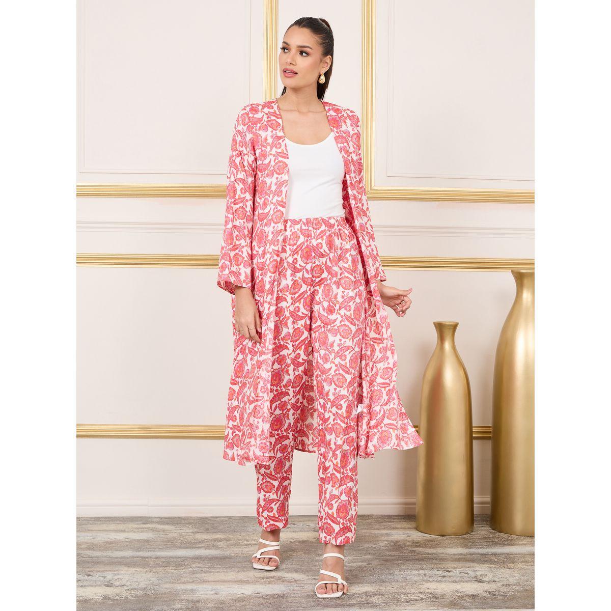 Styli Pack of 3 - Floral Print Open Front Kimono and Straight Leg Pant with Cami Set-women-clothing-coordsets-image-1