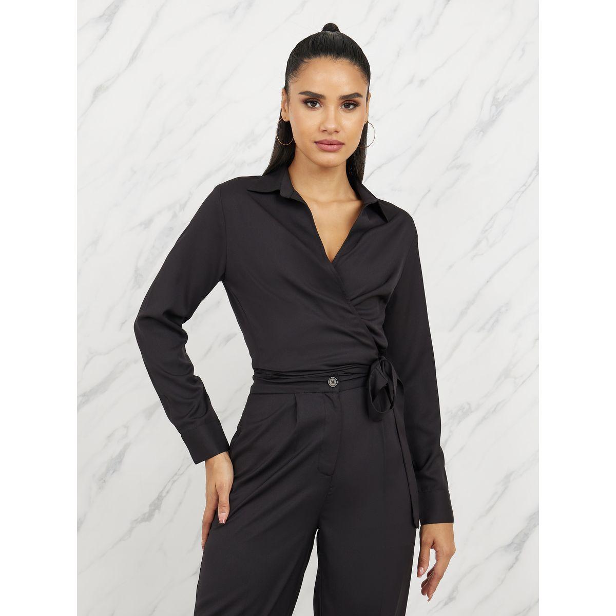 Styli Collared Wrap Top and Wide Leg Pant Set-women-clothing-coordsets-image-2