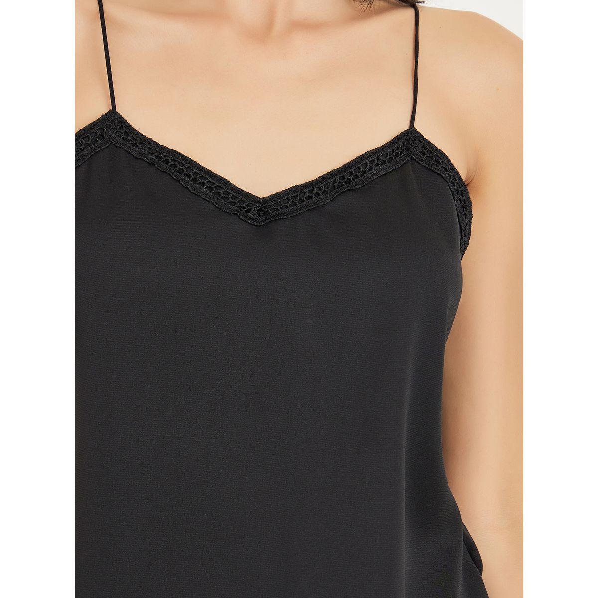 Styli Satin Lace Trim V Neck Cami Top-women-clothing-tshirts-image-4