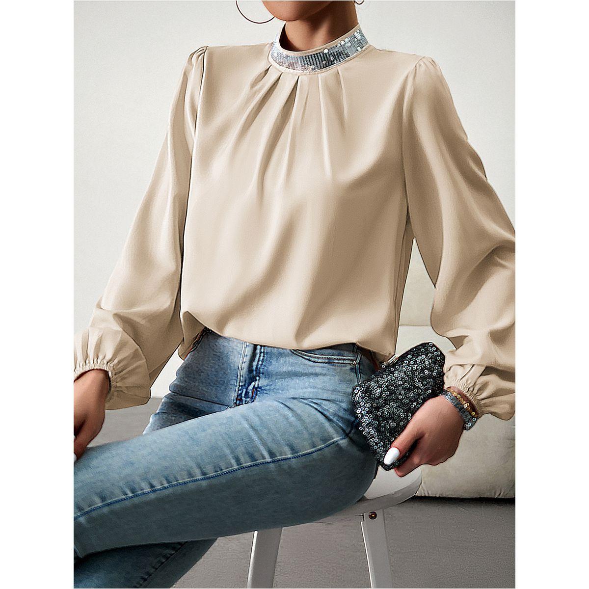 بلوزة مزينة بالترتر مع اكمام فوليوم-women-clothing-shirtsandblouses-blouses-image-3