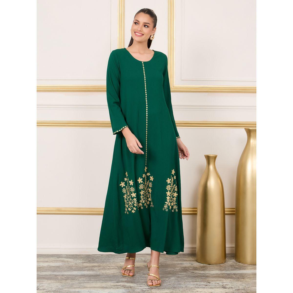 Buy Women s Styli Thread Embroidered Crepe Jalabiya Online Centrepoint KSA