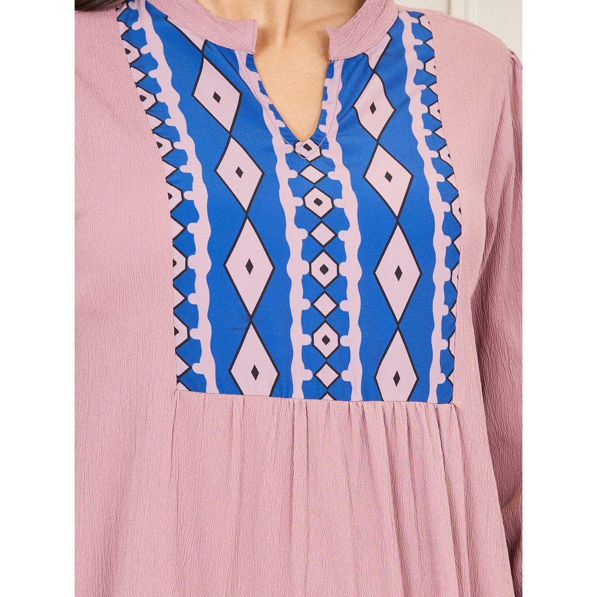 Styli Geo Print Gathered Detail Jalabiya-women-arabicclothing-jalabiyas-image-3