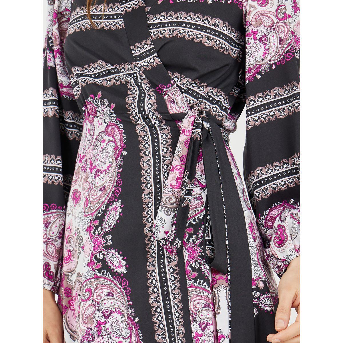 فستان ميدي بنمط لف وطبعة وشاح-women-clothing-dresses-image-3