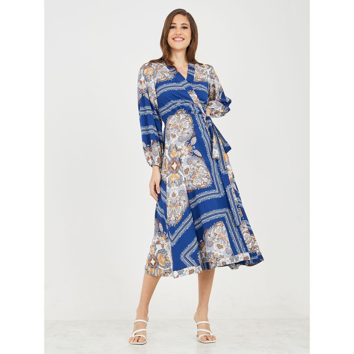Styli Scarf Print Wrap Midi Dress-women-clothing-dresses-image-1