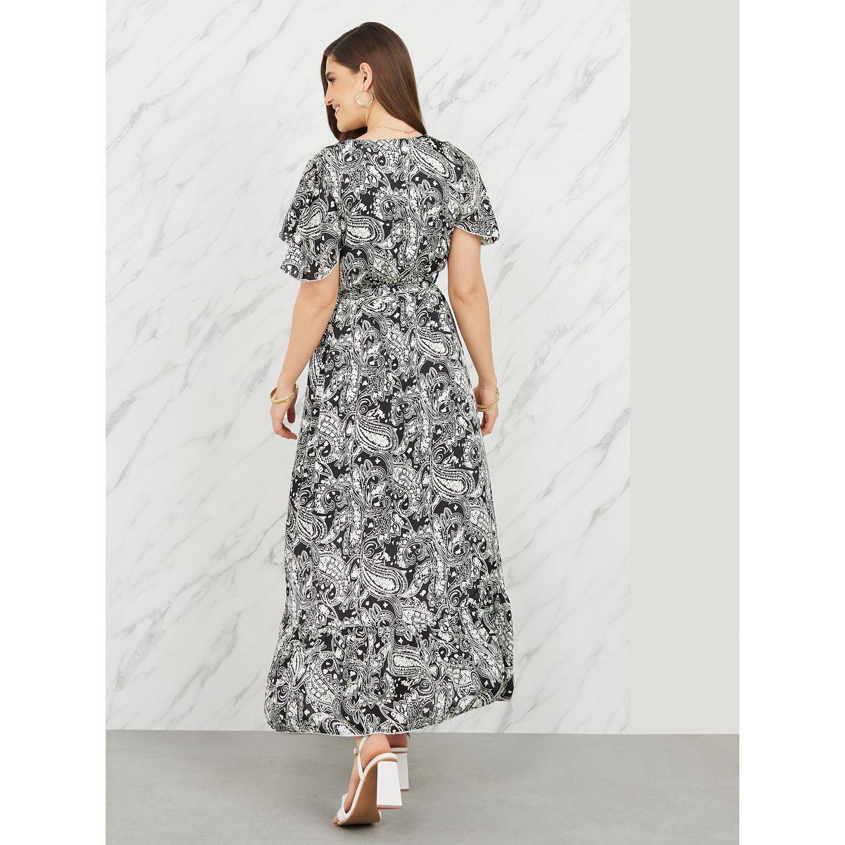 Styli Paisley Print Asymmetric Hem A-Line Midi Dress with Self Tie Up-women-clothing-dresses-image-4