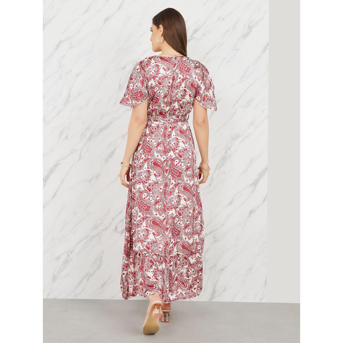 Styli Paisley Print Asymmetric Hem A-Line Midi Dress with Self Tie Up-women-clothing-dresses-image-4