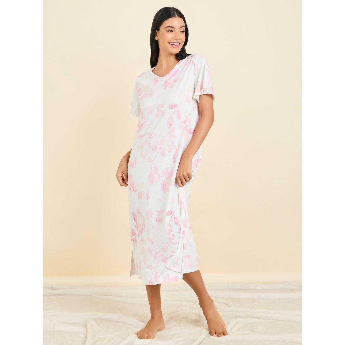 قميص نوم بنمط تيشيرت وشق جانبي-women-clothing-nightwear-nighties-image-2