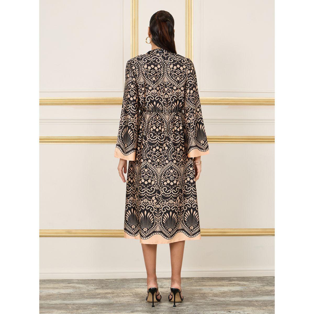Styli Embroidered Front Tie Up Waist A-Line Midi Dress-women-clothing-dresses-image-4