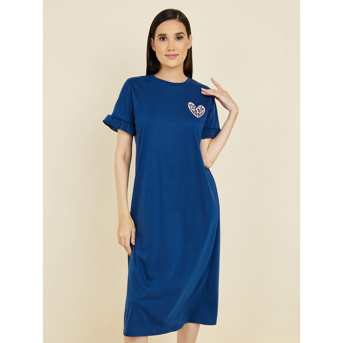 قميص نوم مطبع بكتابة ومزين بكشكش-women-clothing-nightwear-nighties-image-2