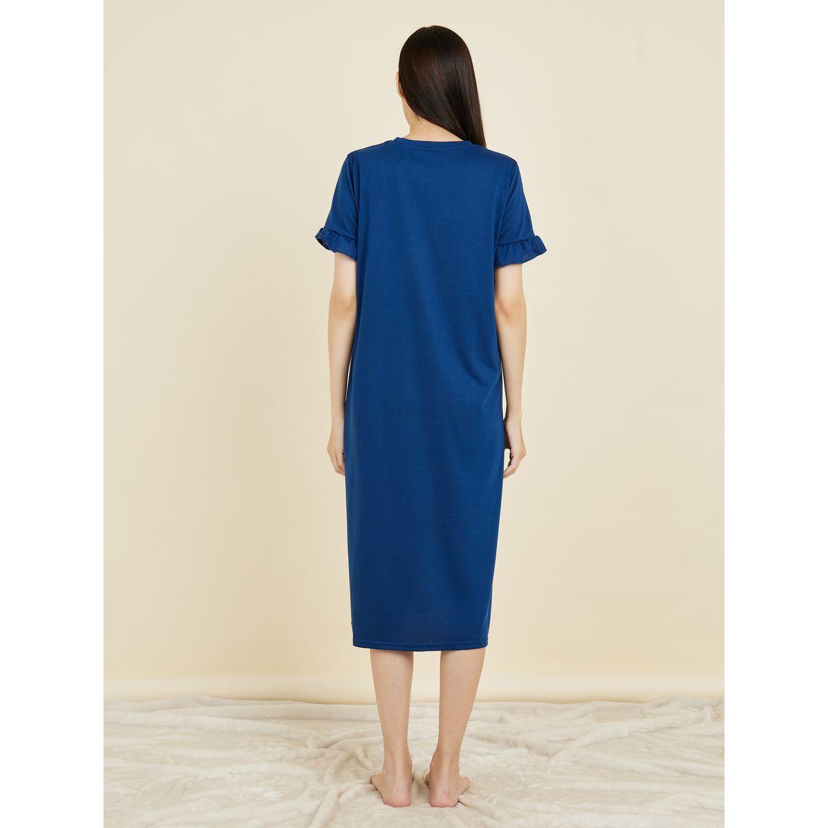 Styli Unwind Slogan Print Ruffle Sleeve Sleep T-Shirt Dress-women-clothing-nightwear-nighties-image-4