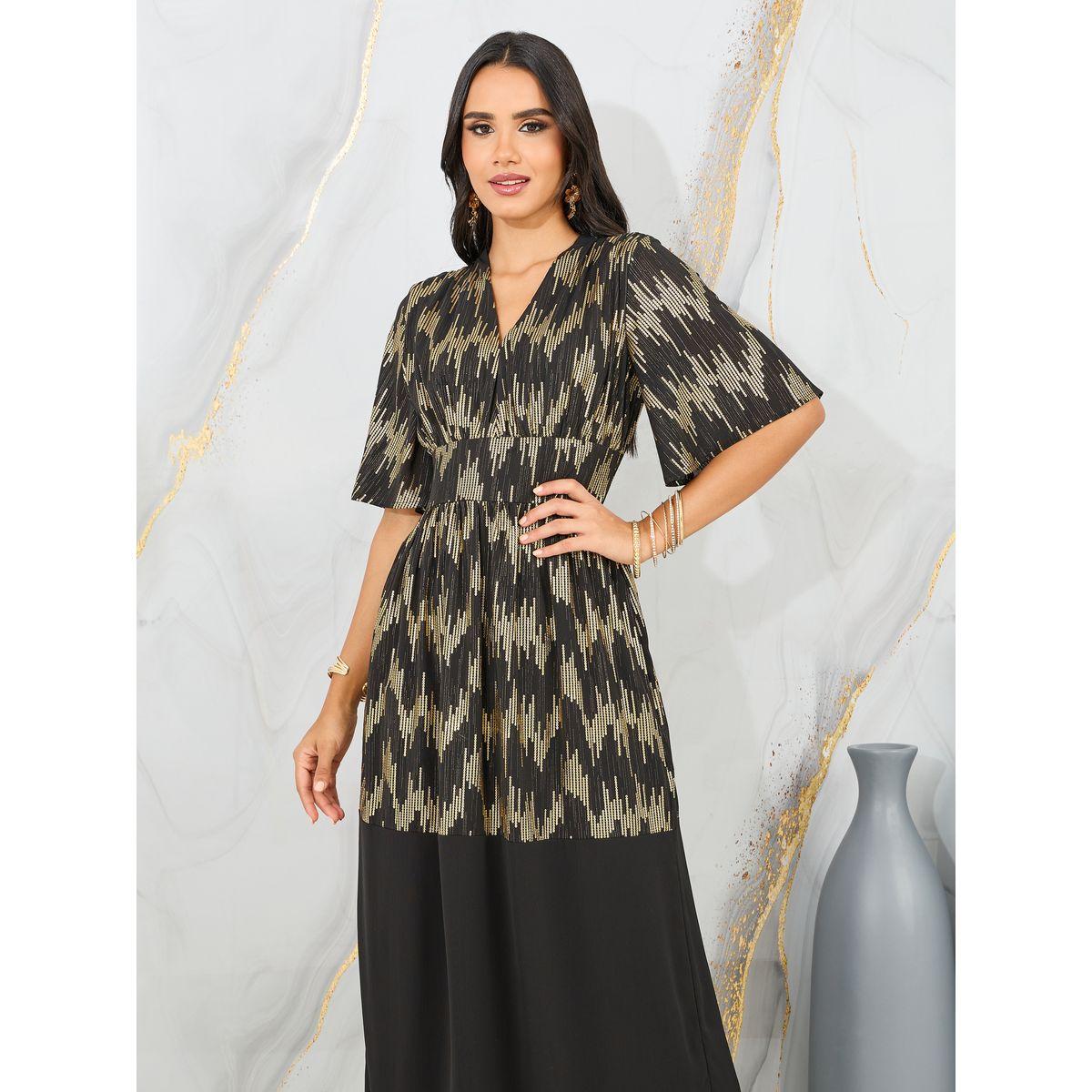 Styli Foil Print A-Line Maxi Dress-women-clothing-dresses-image-2
