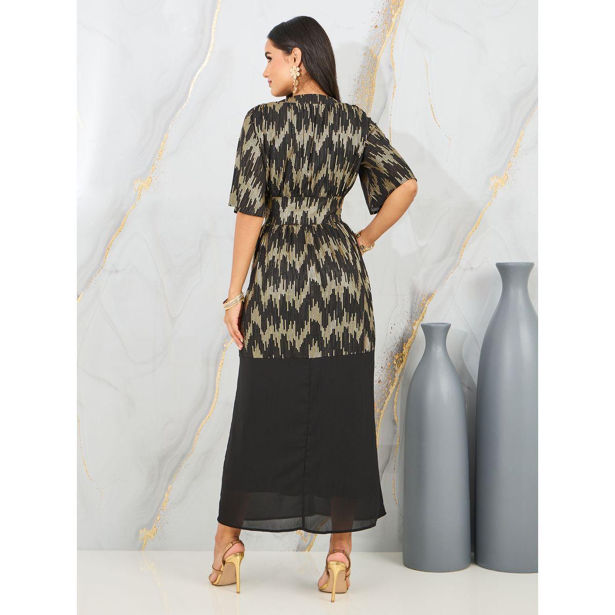 Styli Foil Print A-Line Maxi Dress-women-clothing-dresses-image-4