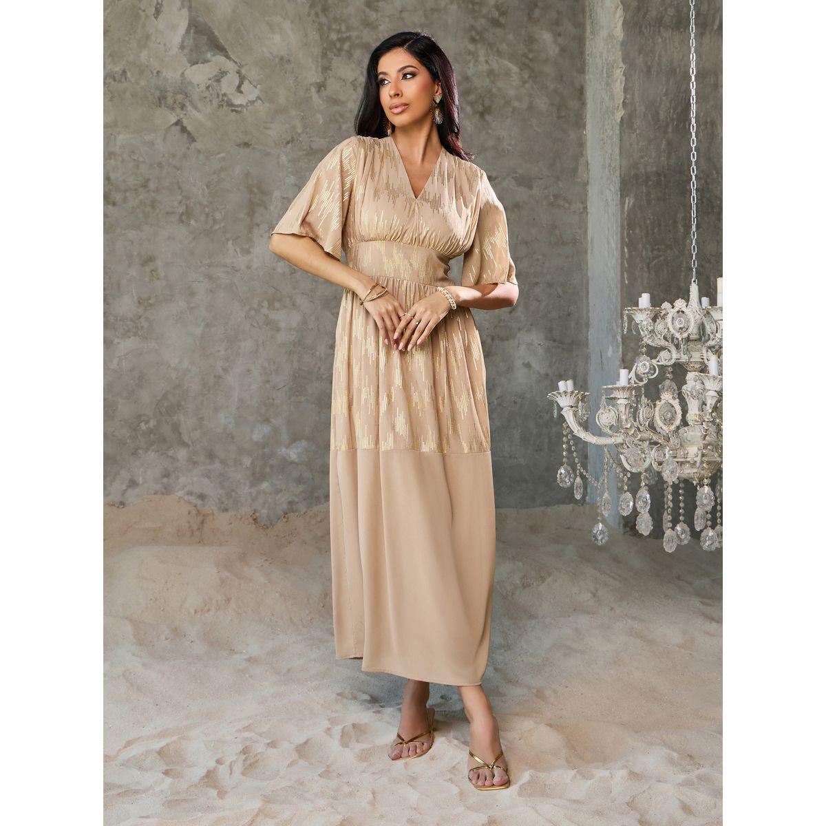 Styli Foil Print A-Line Maxi Dress-women-clothing-dresses-image-1