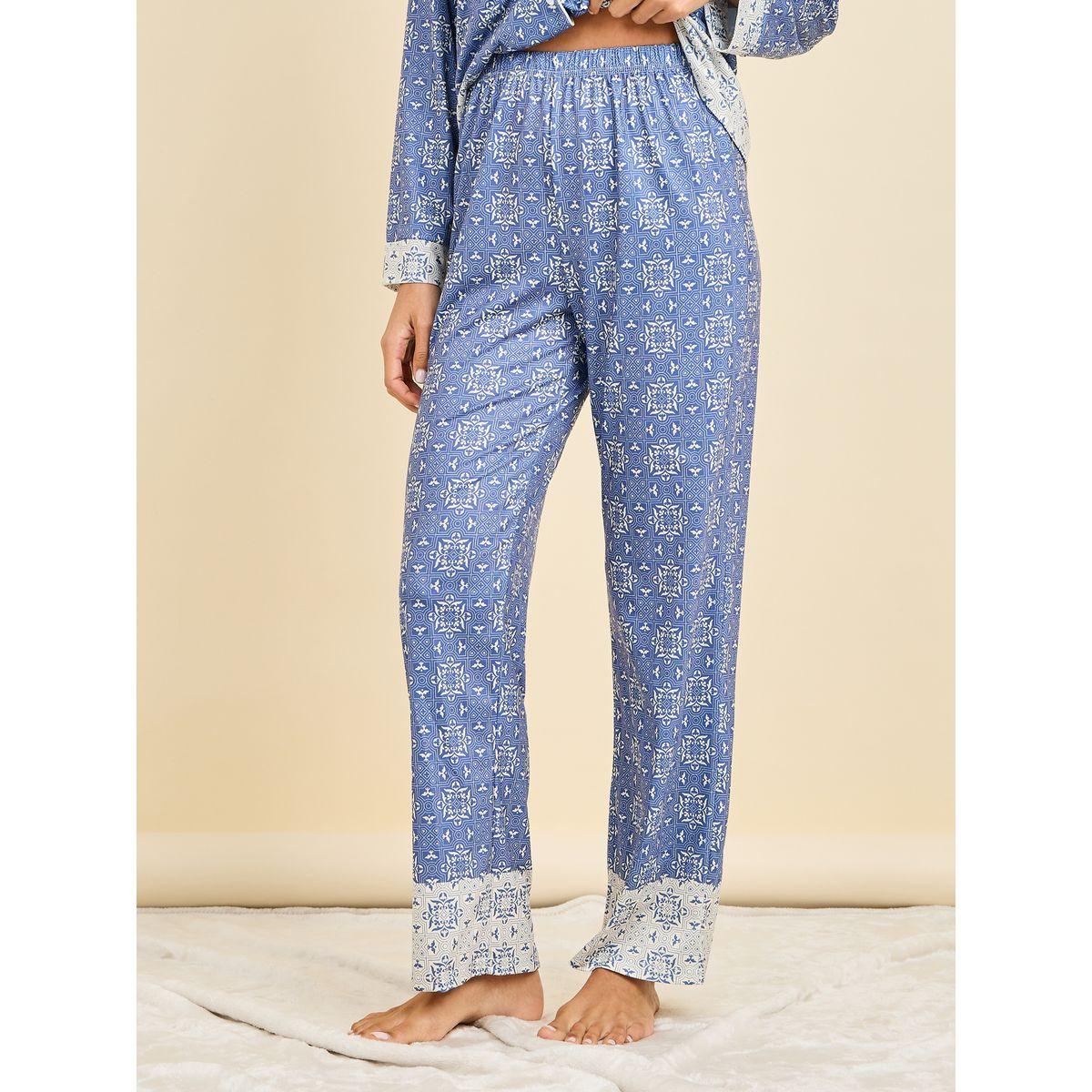 طقم من بنطال بيجاما مع بلوزة بنمط كتل الالوان-women-clothing-nightwear-pyjamas-longsets-image-4