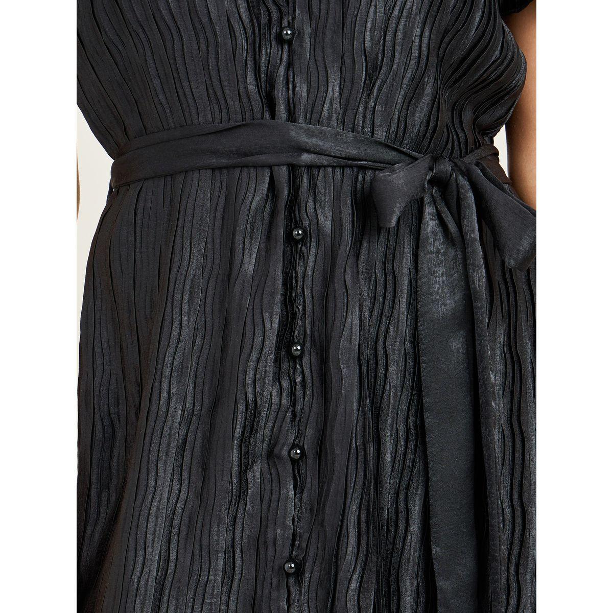 فستان بليسيه ميدي برباط خصر وأزرار-women-clothing-dresses-image-3