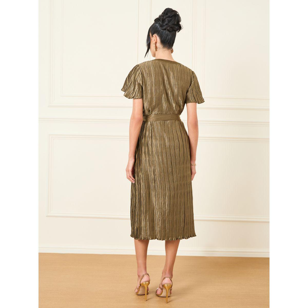 Styli Plisse Button Detail Self Tie Up Midi Dress-women-clothing-dresses-image-4