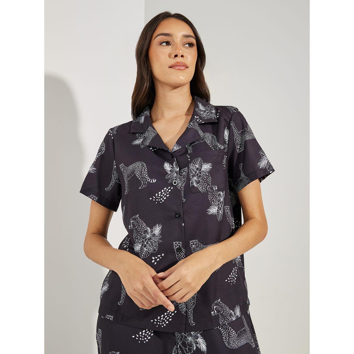 طقم من بنطال بيجاما مع بلوزة بطبعة نمر جاكوار-women-clothing-nightwear-pyjamas-longsets-image-3