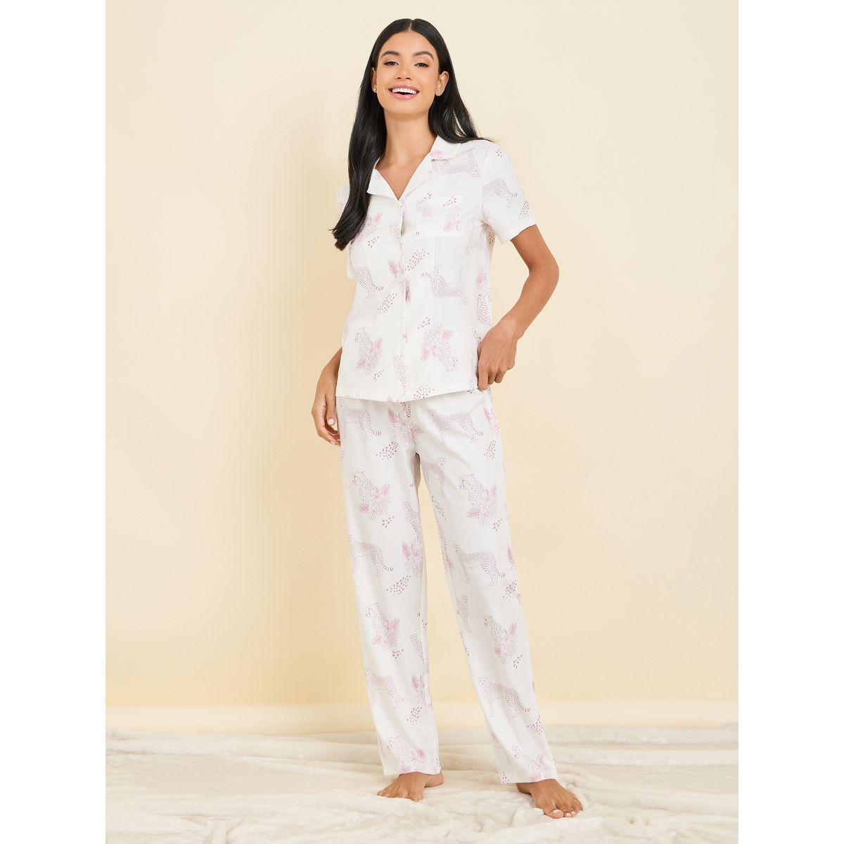 Styli Unwind Jaguar Animal Print Shirt and Pyjama Set-women-clothing-nightwear-pyjamas-longsets-image-2