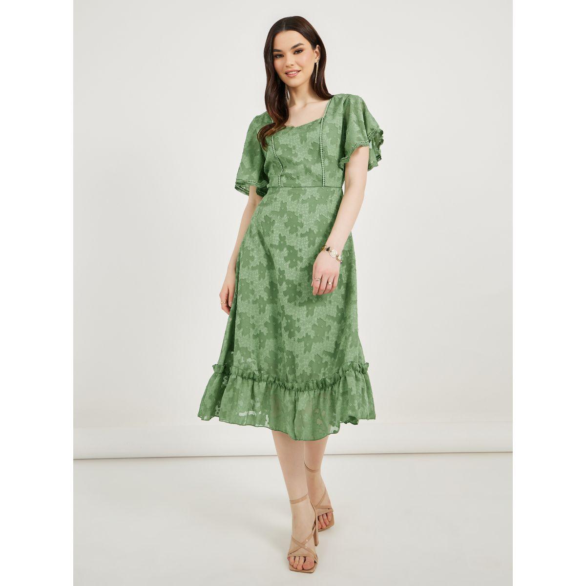 Burnout Floral Square Neck A-Line Midi Dress-women-clothing-dresses-image-2