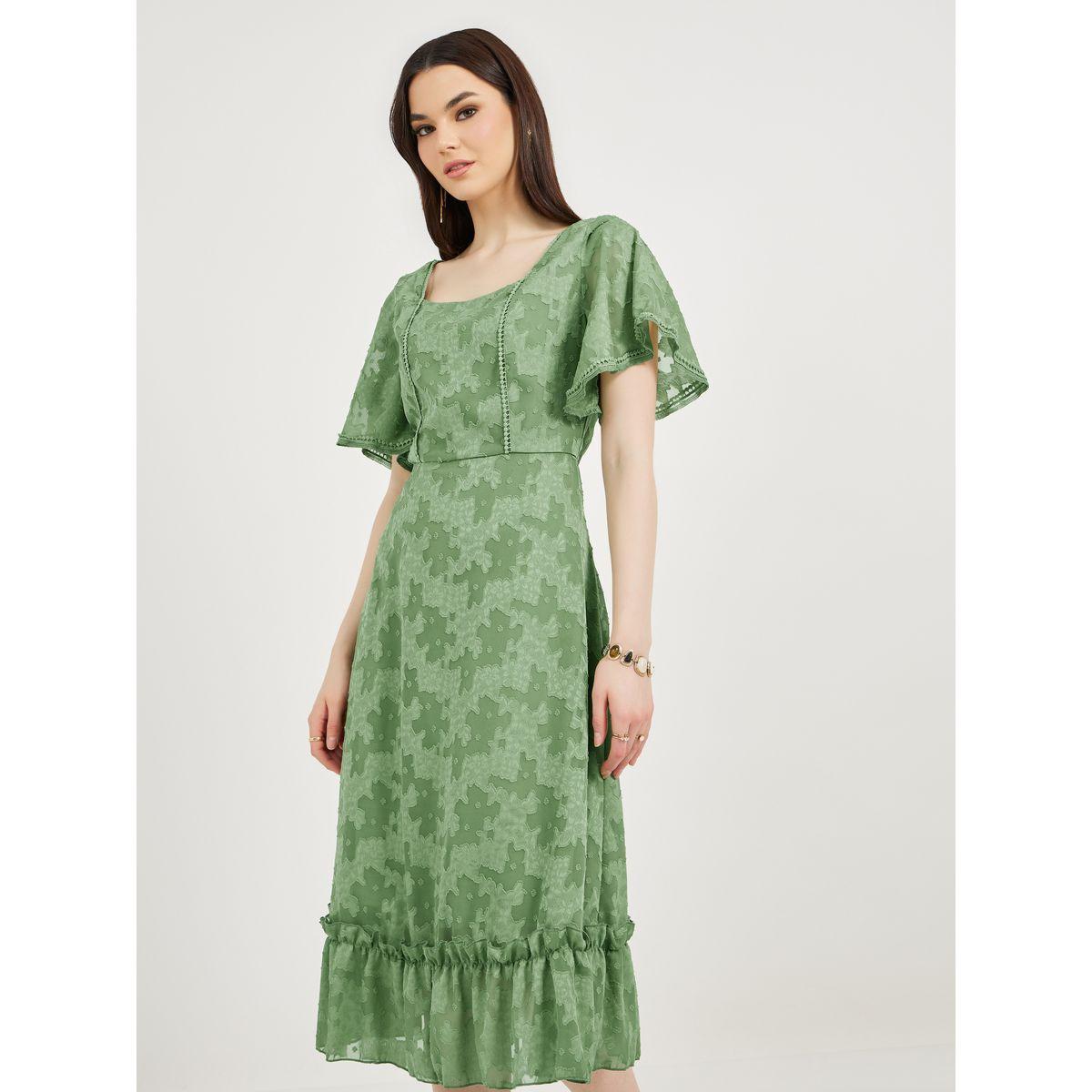 Burnout Floral Square Neck A-Line Midi Dress-women-clothing-dresses-image-3