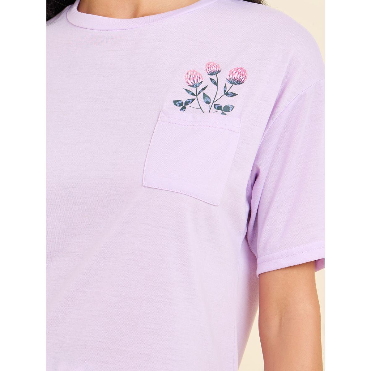 Styli Unwind Floral Print Pocket Detail T-shirt and Pyjama Set-women-clothing-nightwear-pyjamas-longsets-image-5