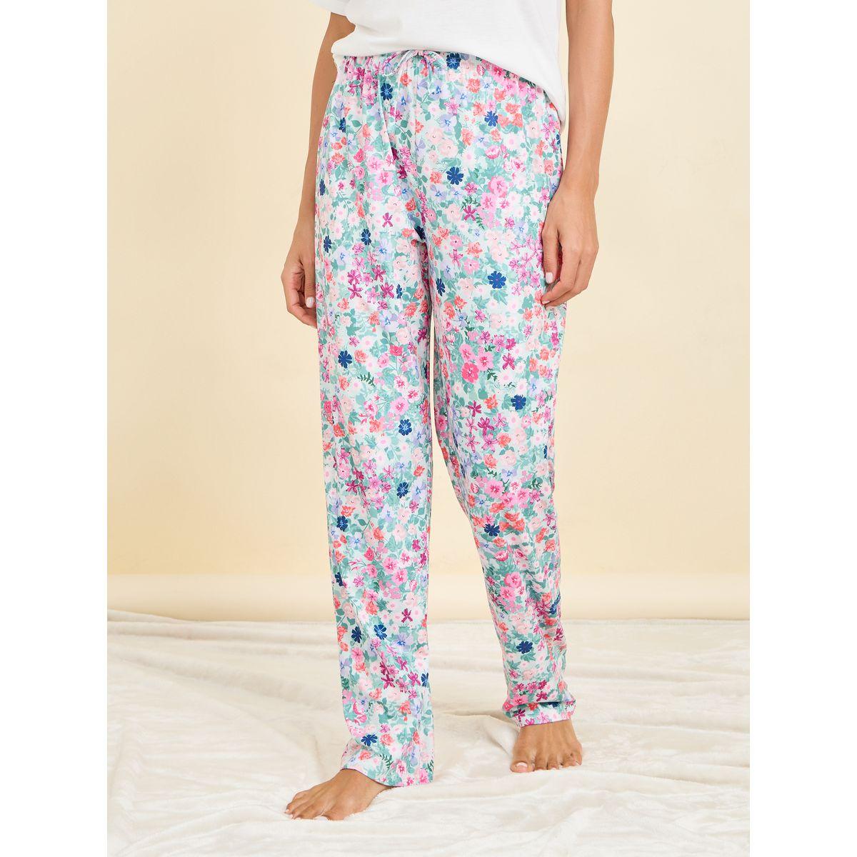 Styli Unwind Bonjour Print T-shirt and Floral Print Pyjama Set-women-clothing-nightwear-pyjamas-longsets-image-6