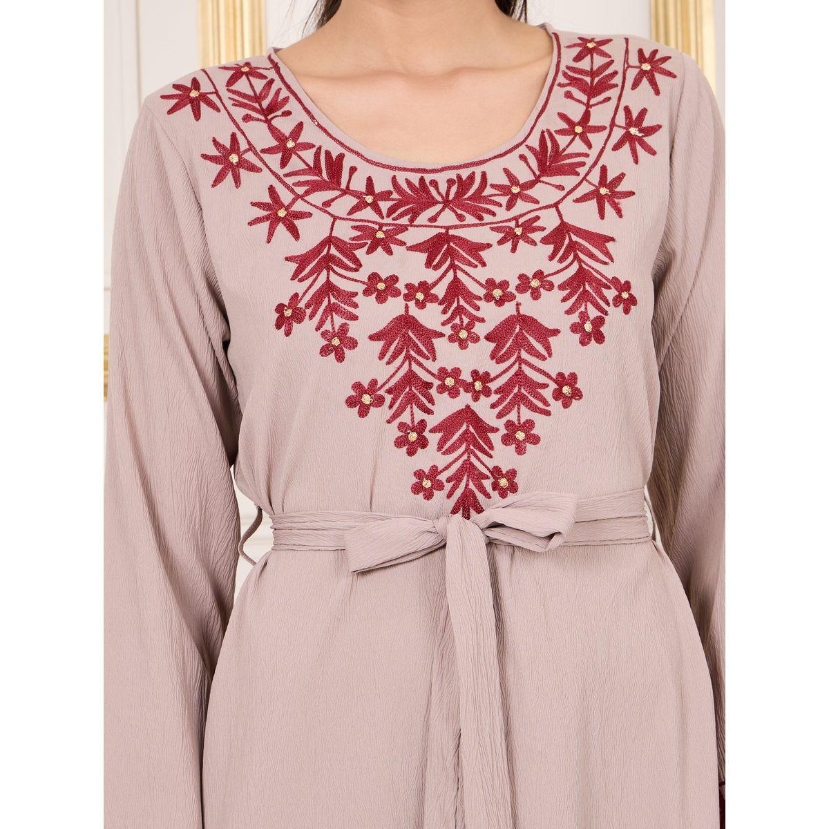 Styli Thread Embroidered Self Tie Up Jalabiya-women-arabicclothing-jalabiyas-image-3