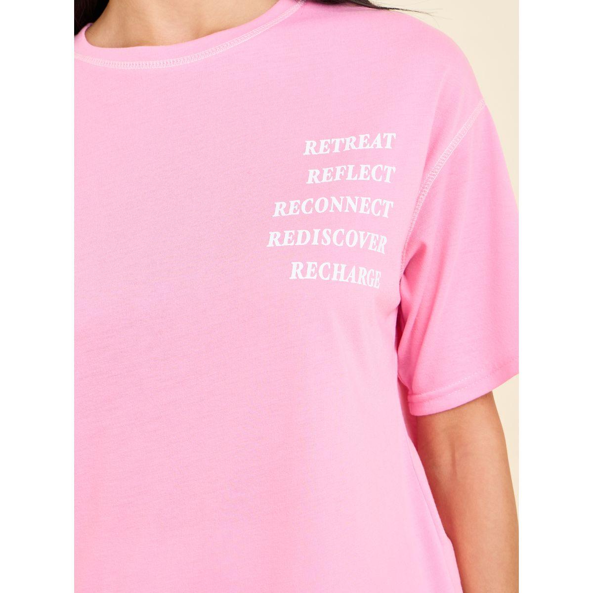 Styli Unwind Slogan Print Contrast Stitch Drop Shoulder T-shirt and Spot Cuff Pyjama Set-women-clothing-nightwear-pyjamas-longsets-image-4