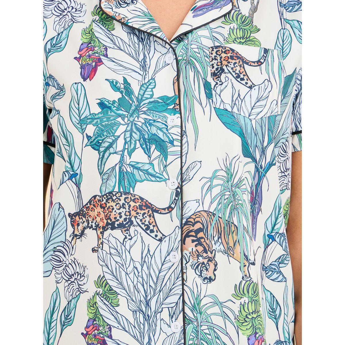 مجموعة من شورت وبلوزة بطبعة استوائية-women-clothing-nightwear-pyjamas-shortsets-image-4