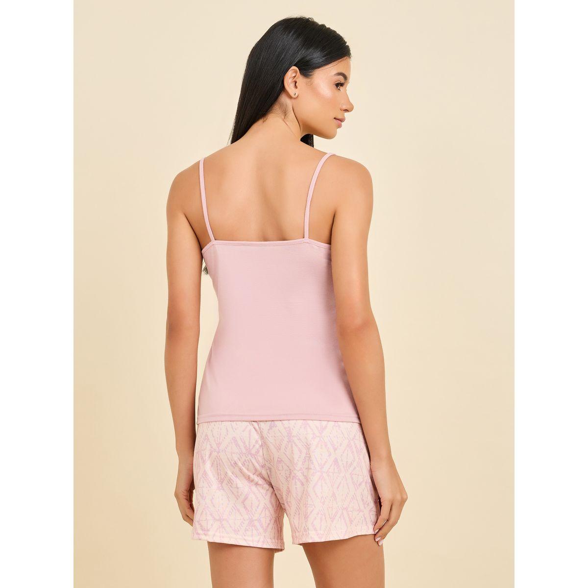 Styli Unwind Lace Trim Cami & Geo Print Shorts Set-women-clothing-nightwear-pyjamas-shortsets-image-6