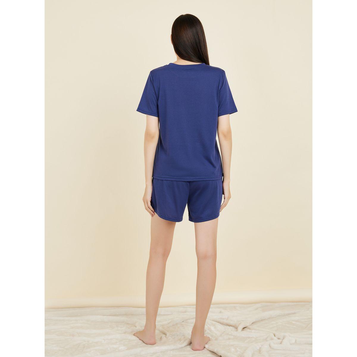 Styli Unwind Pocket Detail T-Shirt & Button Placket Shorts Set-women-clothing-nightwear-pyjamas-shortsets-image-5