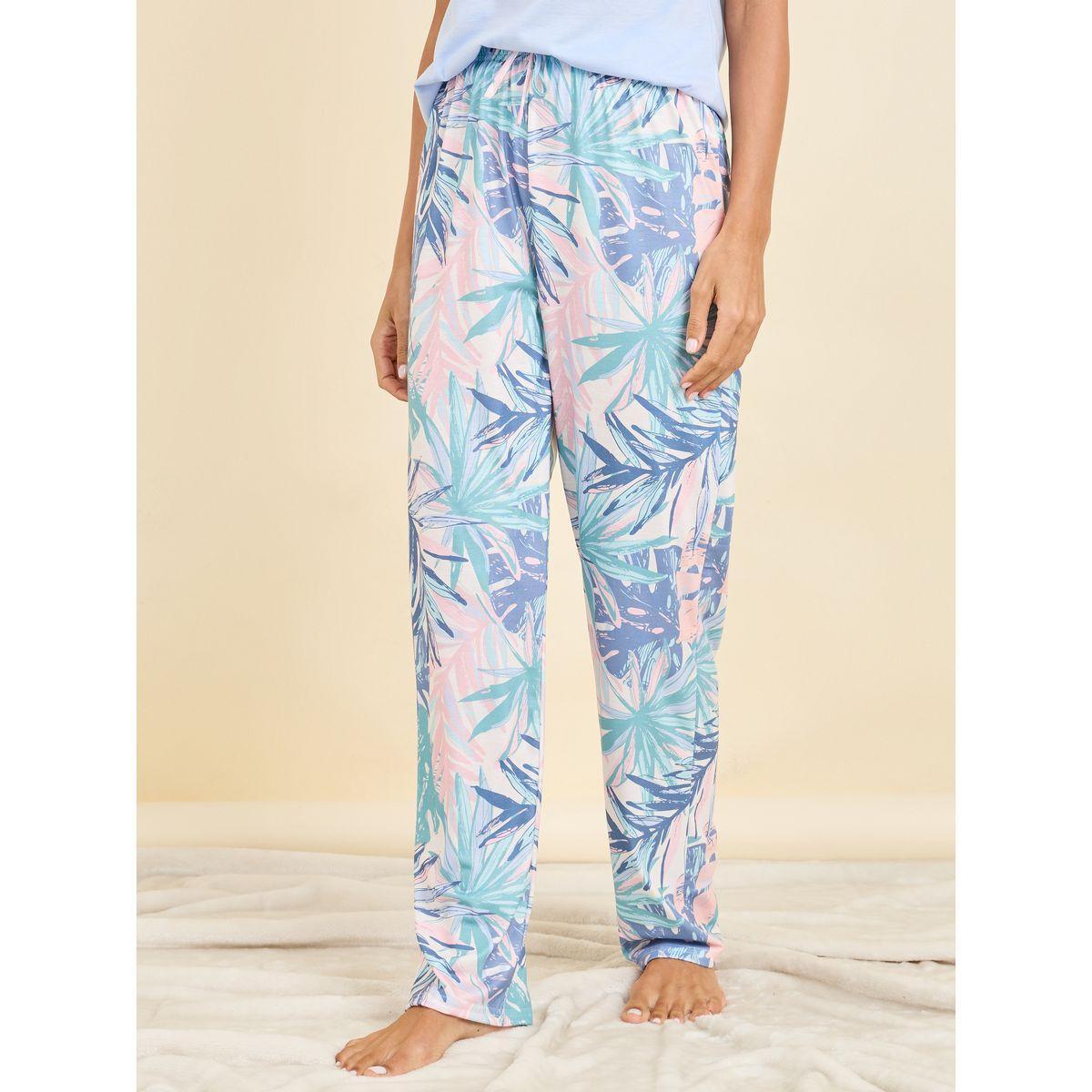 Styli Unwind Tropical Palm Pocket Print T-shirt and Pyjama Set-women-clothing-nightwear-pyjamas-longsets-image-5