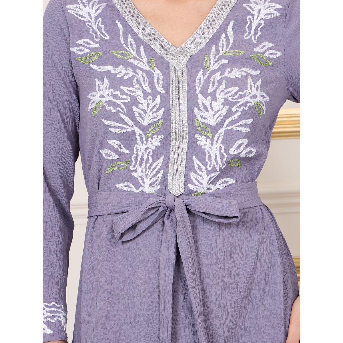 Styli Thread Embroidered Self Tie Up Jalabiya-women-arabicclothing-jalabiyas-image-3