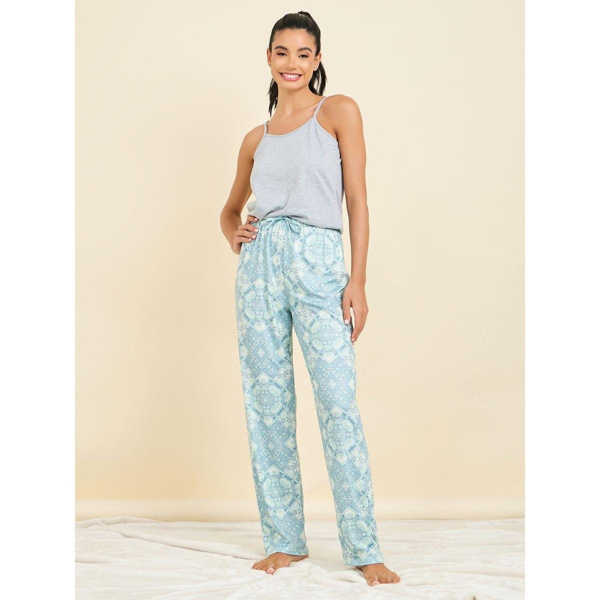 Styli Unwind Melange Cami & Tile Print Pyjama Set-women-clothing-nightwear-pyjamas-longsets-image-4