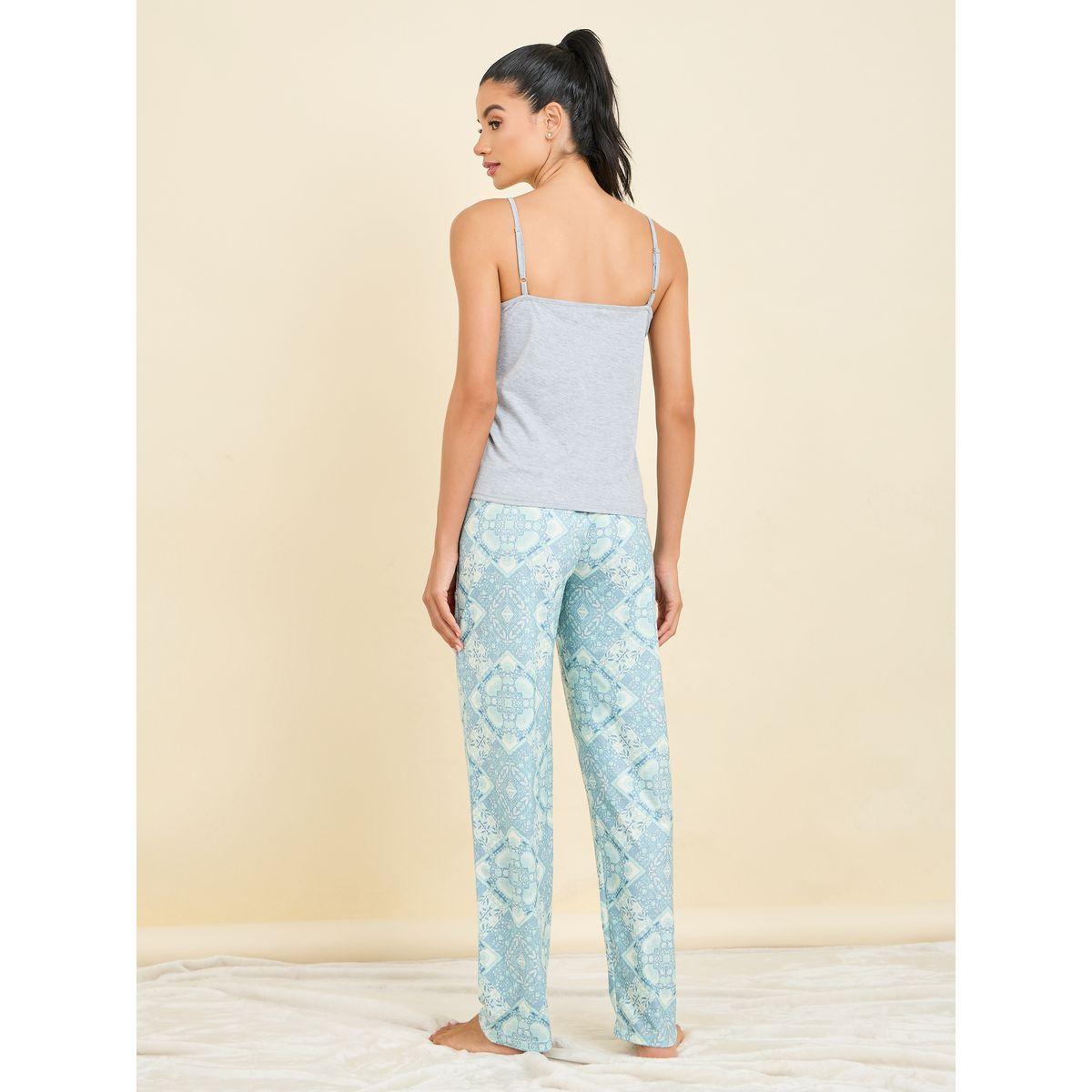 Styli Unwind Melange Cami & Tile Print Pyjama Set-women-clothing-nightwear-pyjamas-longsets-image-6