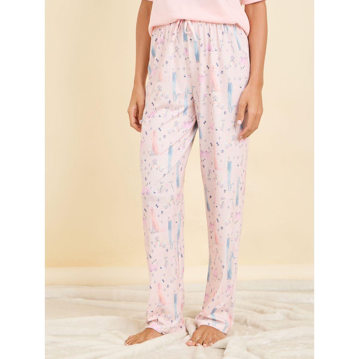 Styli Unwind Dog Print T-shirt and Pyjama Set-women-clothing-nightwear-pyjamas-longsets-image-5