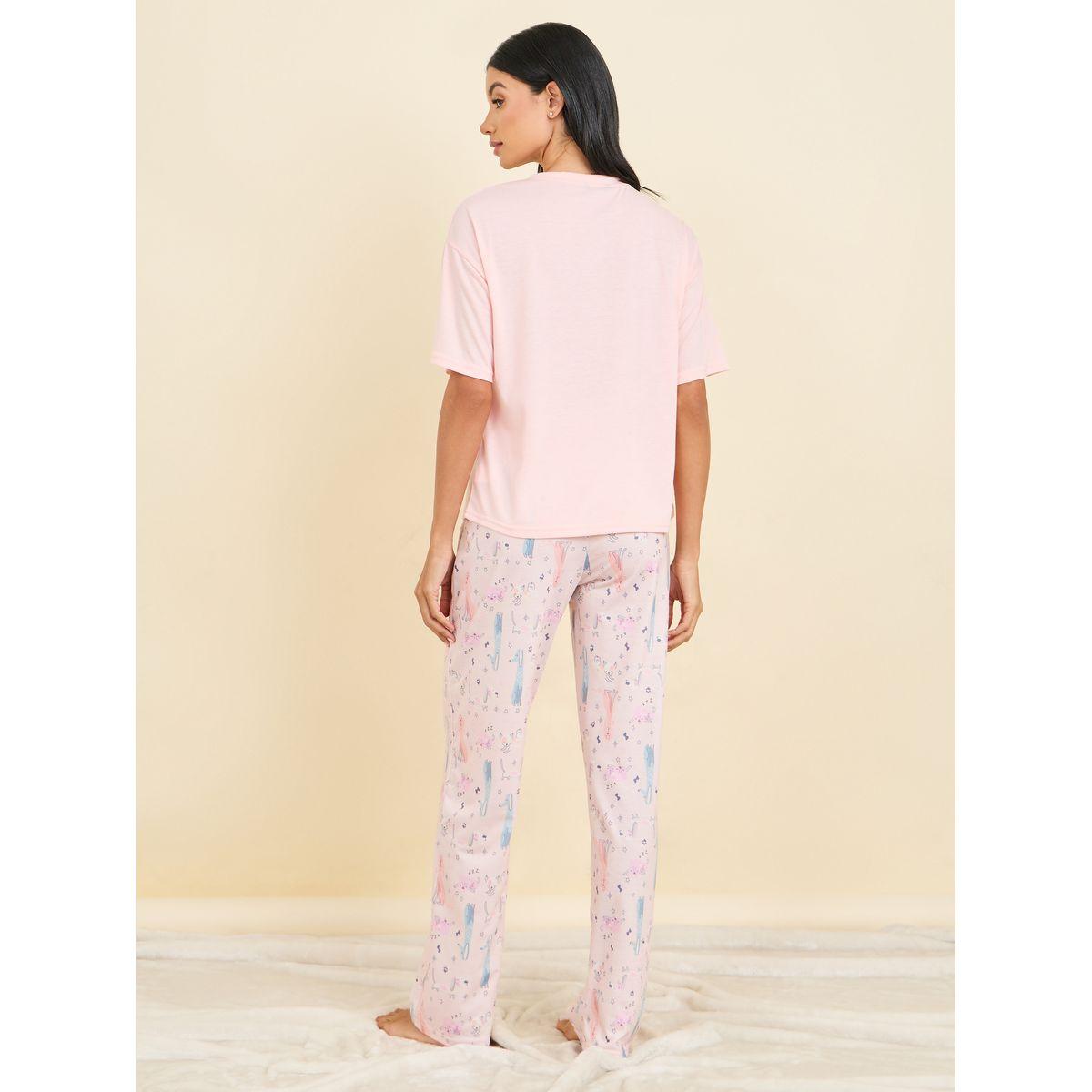 Styli Unwind Dog Print T-shirt and Pyjama Set-women-clothing-nightwear-pyjamas-longsets-image-6