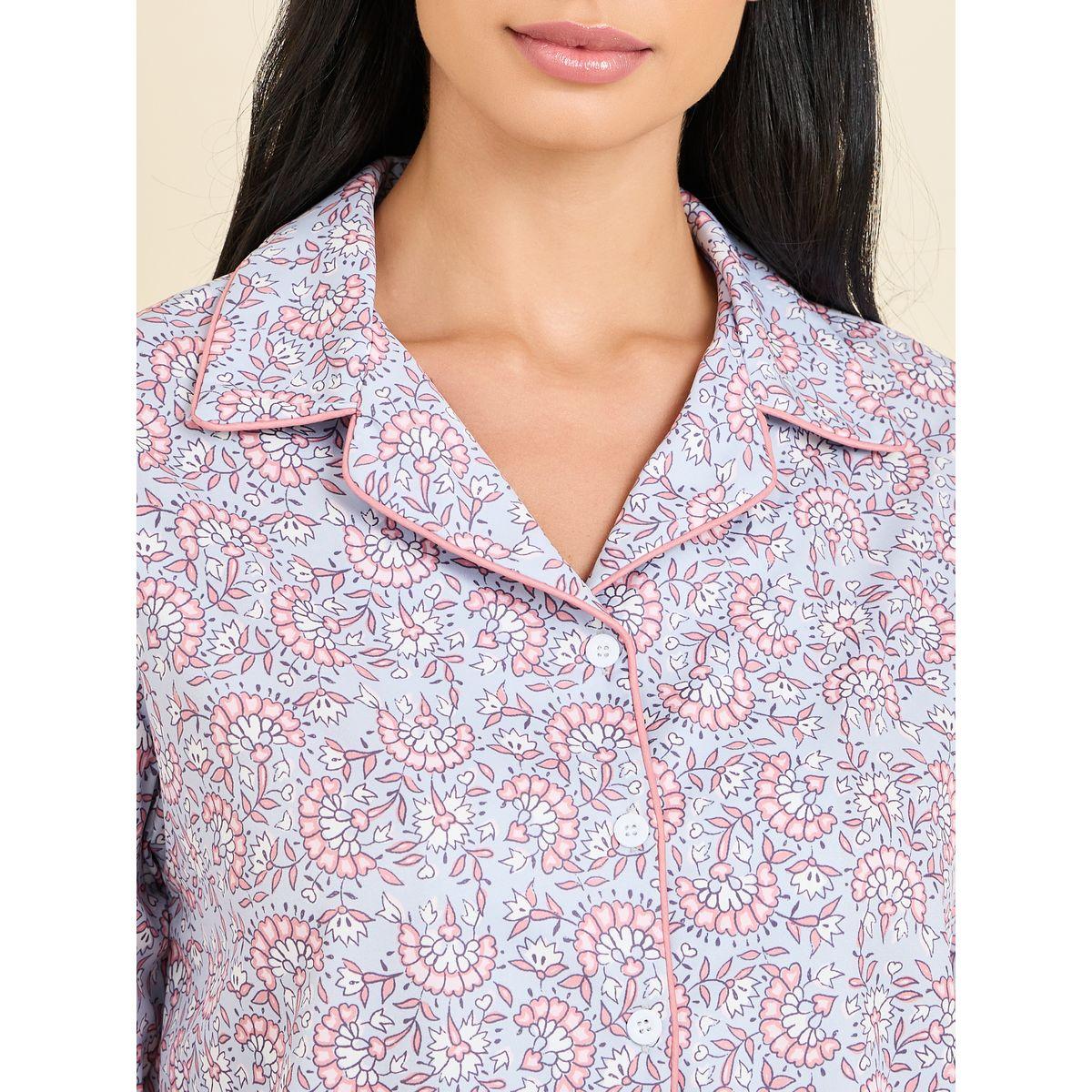 Styli Unwind Ditsy Floral Print Shirt and Pyajam Set-women-clothing-nightwear-pyjamas-longsets-image-4