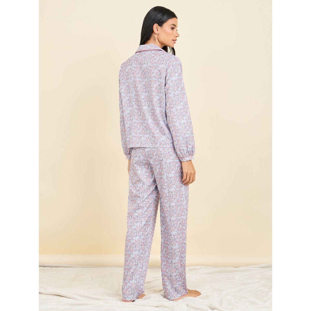 Styli Unwind Ditsy Floral Print Shirt and Pyajam Set-women-clothing-nightwear-pyjamas-longsets-image-6