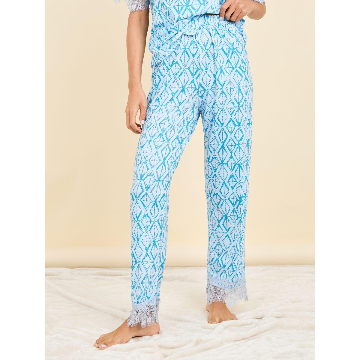 Styli Unwind Geo Print Lace Trim Shirt and Pyjama Set-women-clothing-nightwear-pyjamas-longsets-image-4