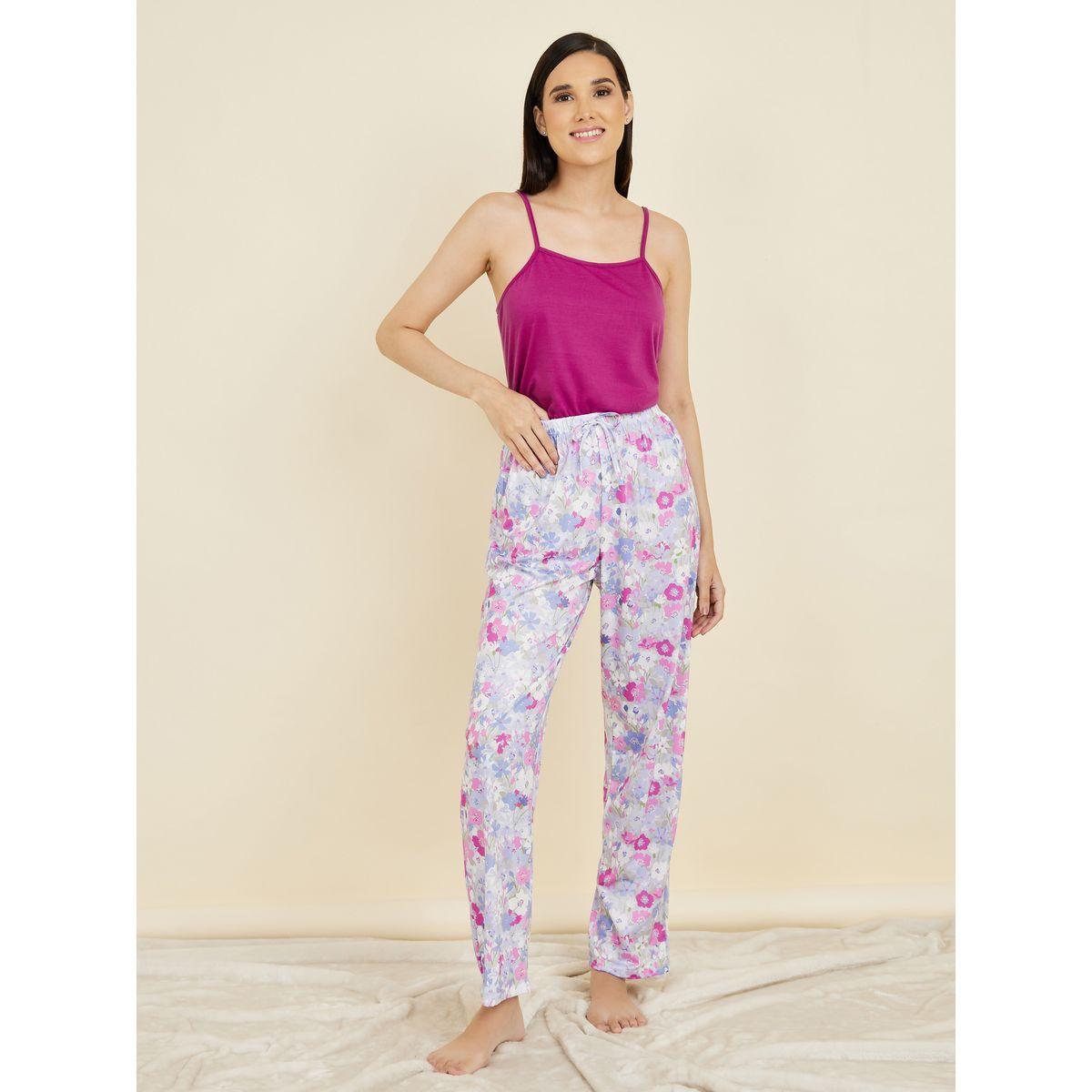 Styli Unwind Solid Cami & Floral Print Pyjama Set-women-clothing-nightwear-pyjamas-longsets-image-1