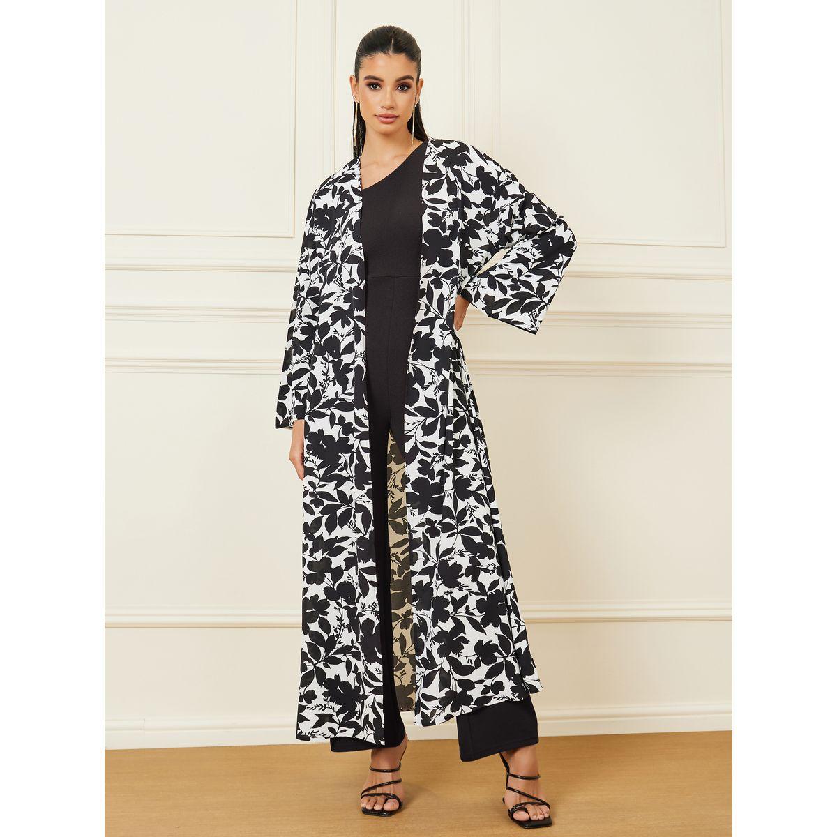Styli Floral Abstract Print Maxi Length Kimono-women-clothing-shirtsandblouses-shirts-image-1