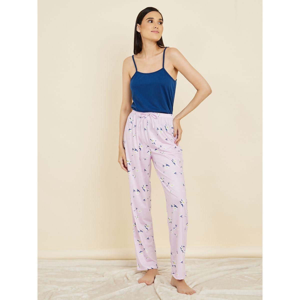 Styli Unwind Solid Cami & Daisy Print Pyjama Set-women-clothing-nightwear-pyjamas-longsets-image-1